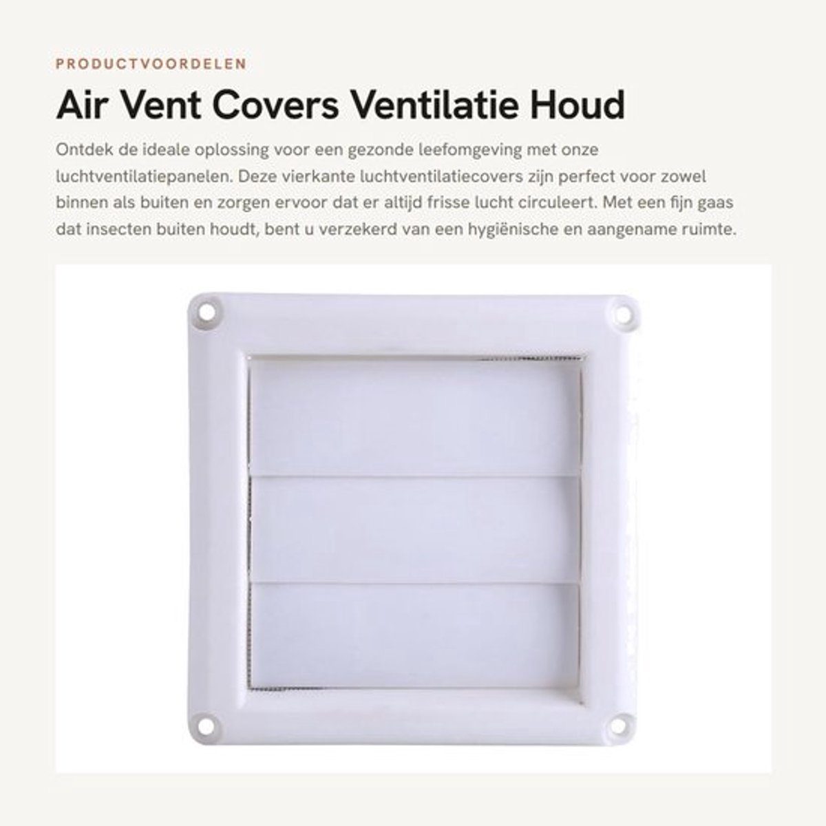 Luchtrooster Hoogwaardige Kwaliteit - Ventilatierooster met Filter - Ventilatie - Insectenwerend - 15x15cm - Duurzaam Kunststof