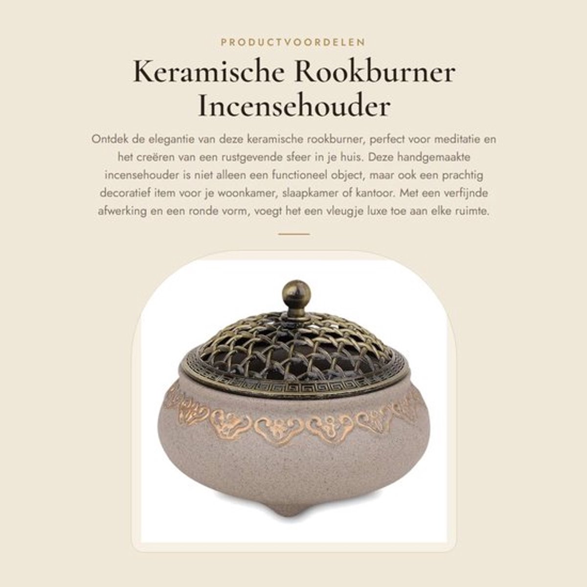 Wierookbrander Handgemaakt - Wierookhouder - Wierookstokjes - Wierookdoos - Meditatie - 11,7 x 7,7 cm