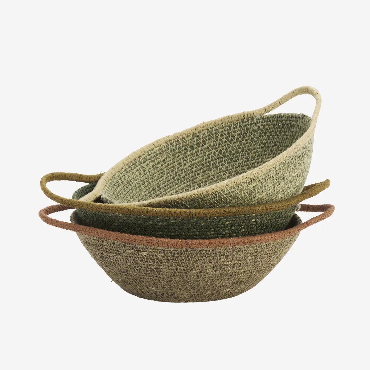Madam Stoltz - Set van 3 Handgemaakte Zeegras Manden - 20 cm