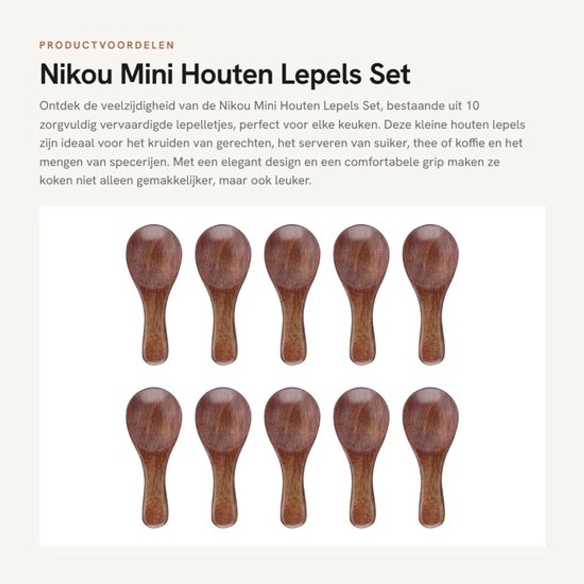 Houten Lepel Set 10 Stuks - Mini Kooklepel - Houten Theelepel - Houten Lepels voor Keuken - Handgemaakt - Milieuvriendelijk Materiaal - Theelepels