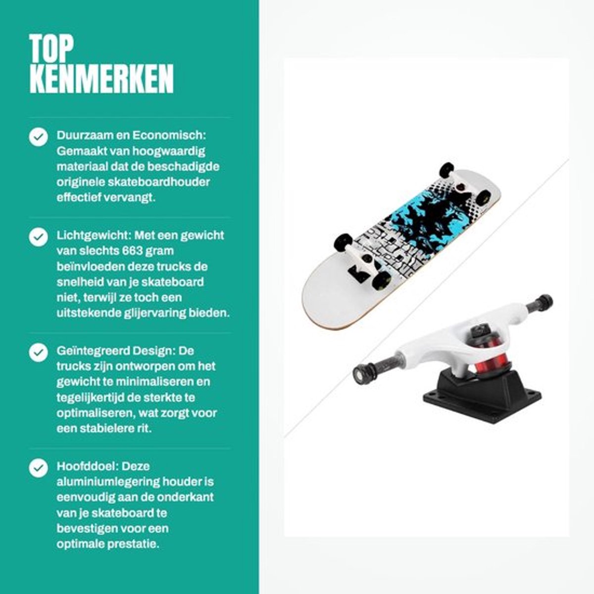 Skateboard Trucks Duurzaam - Aluminium/Magnesium Legering - Lichtgewicht - Professionele Beugel - 2 Stuks - Geïntegreerd Design - Skateboardbeugels