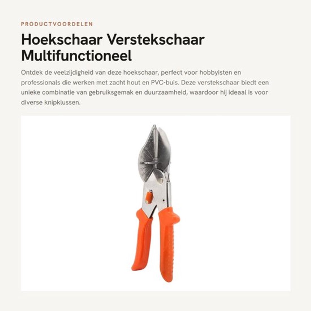 Hoekschaar Multifunctioneel - Verstelbare Snijhoek 45°-135° - 100mm Meslengte - Duurzaam 45# Staal - Handige Opslag - Veilig Gebruik - Knipschaar