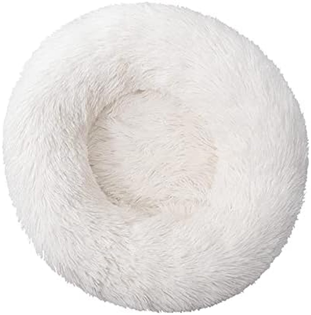 Huisdierbed Rond - Donutmand Kat Hond - Ontspannen Slapen - Verhoogde Rand - 40 cm - Wit