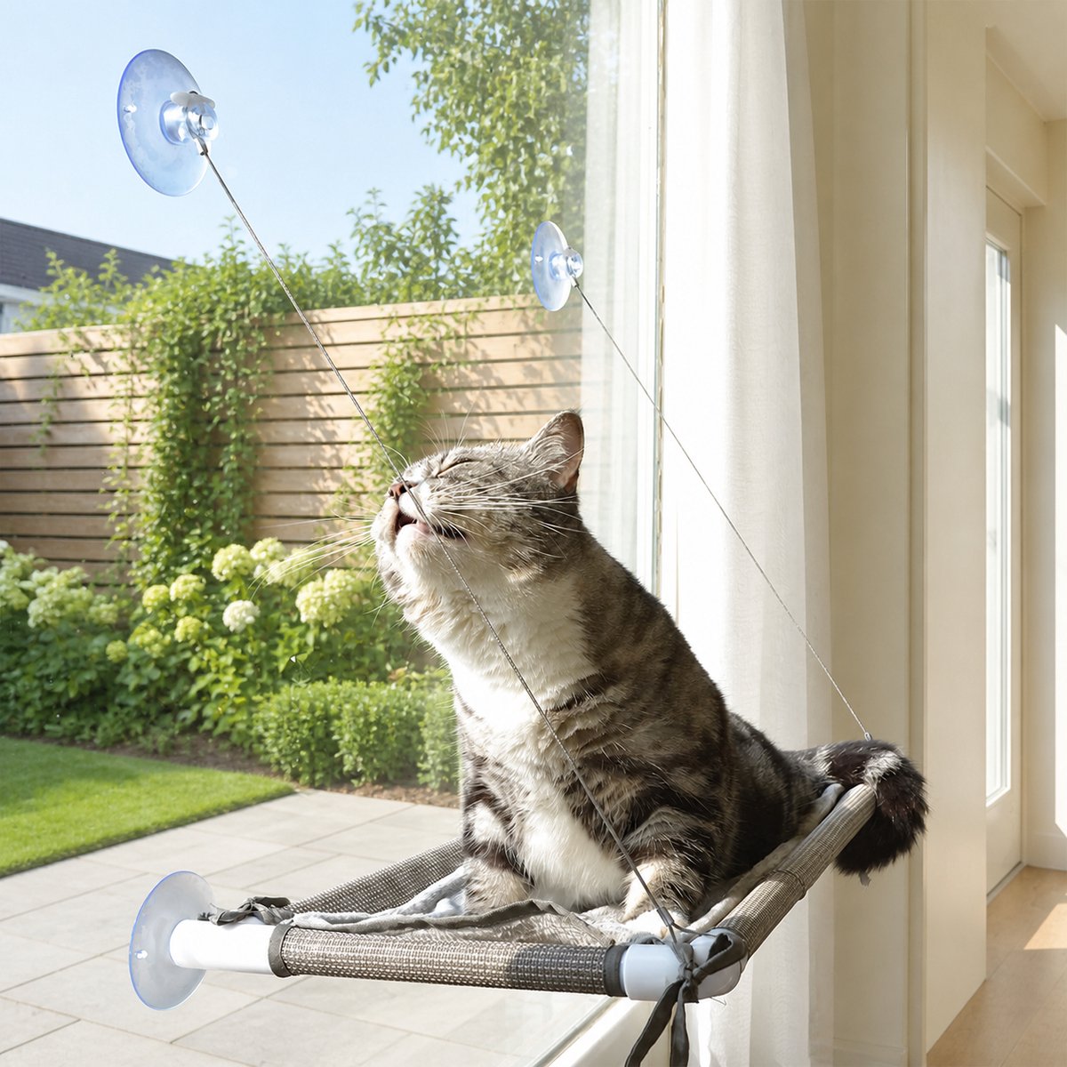 Bol.com DOWO® Kattenhangmat voor het raam – Extra grote ligplek – Met deken – Voor zomer en winter – Eenvoudig te monteren – Tot... aanbieding