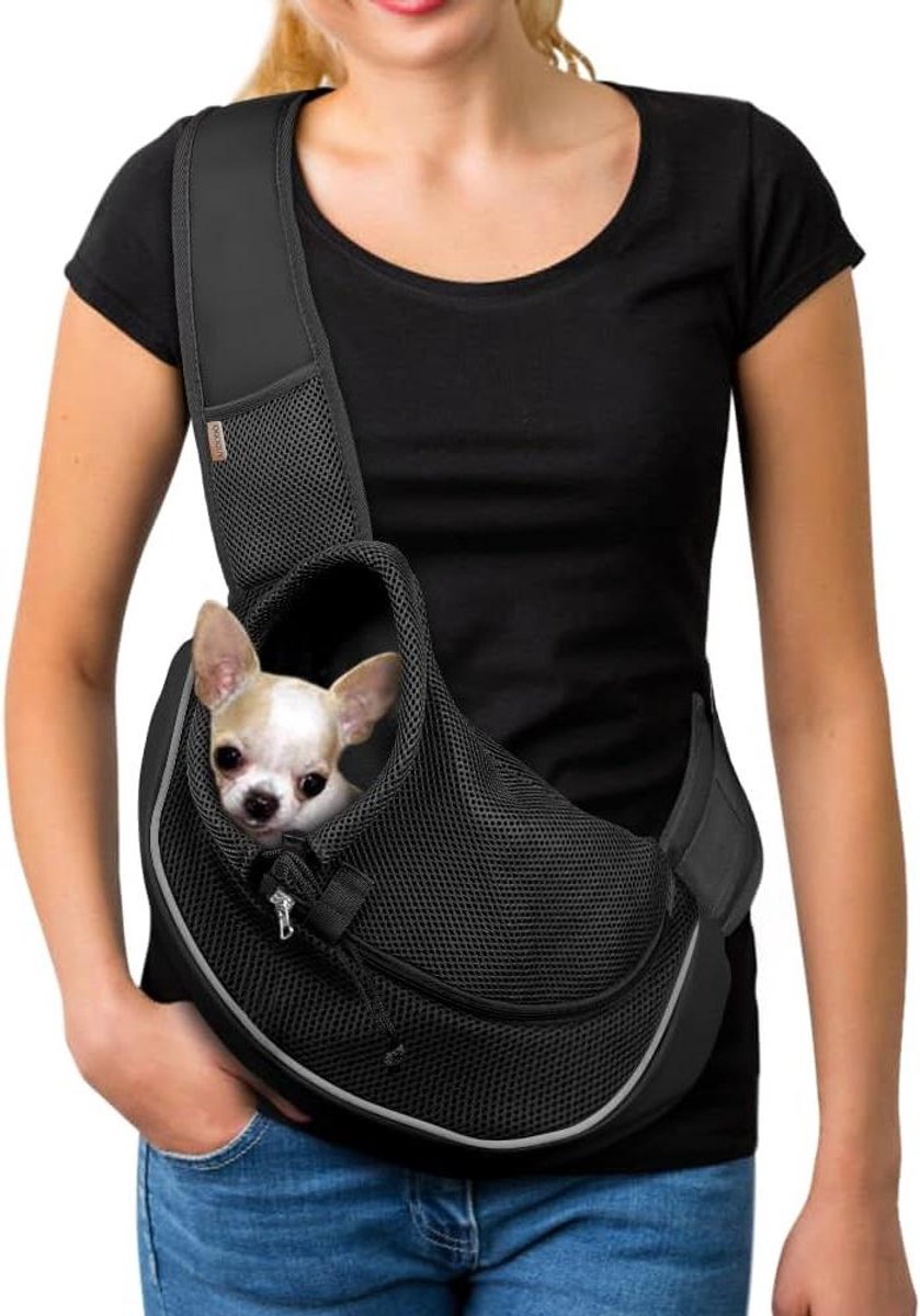 Huisdier Draagzak - Reismand Hond Kat - Veilig Vervoer - Ademend Mesh Materiaal - 39x26x19 cm - Zwart