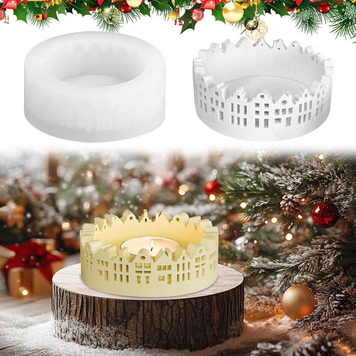 Siliconen Bakvorm voor Thuisgebruik, DIY Kerst Mold voor Kaarsen, Gips en Decoratie Accessoires