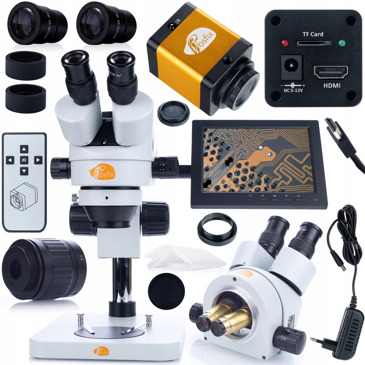 Rosfix Microscoop Mercury Pro Trinoculair - Camera HDMI 12MP en 8 inch Display