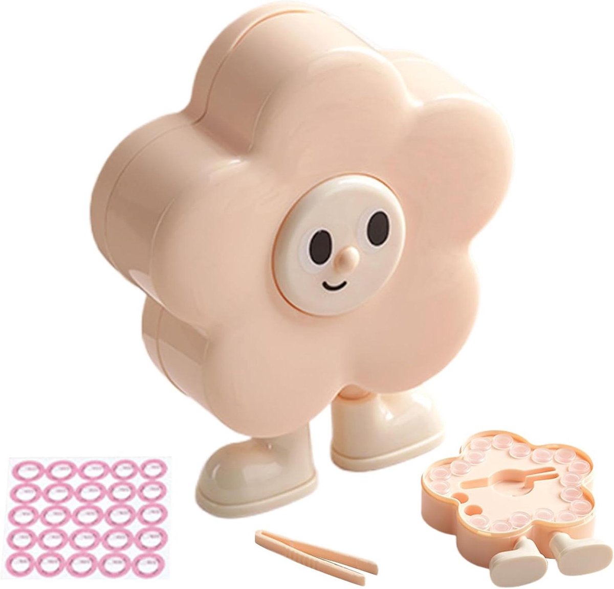 Tandendoosje Bloemvorm - Tandenkoffer Opbergdoos - Kinderherinneringen Bewaren - Inclusief Pincet - 12L x 5W x 13H cm - Beige Geel
