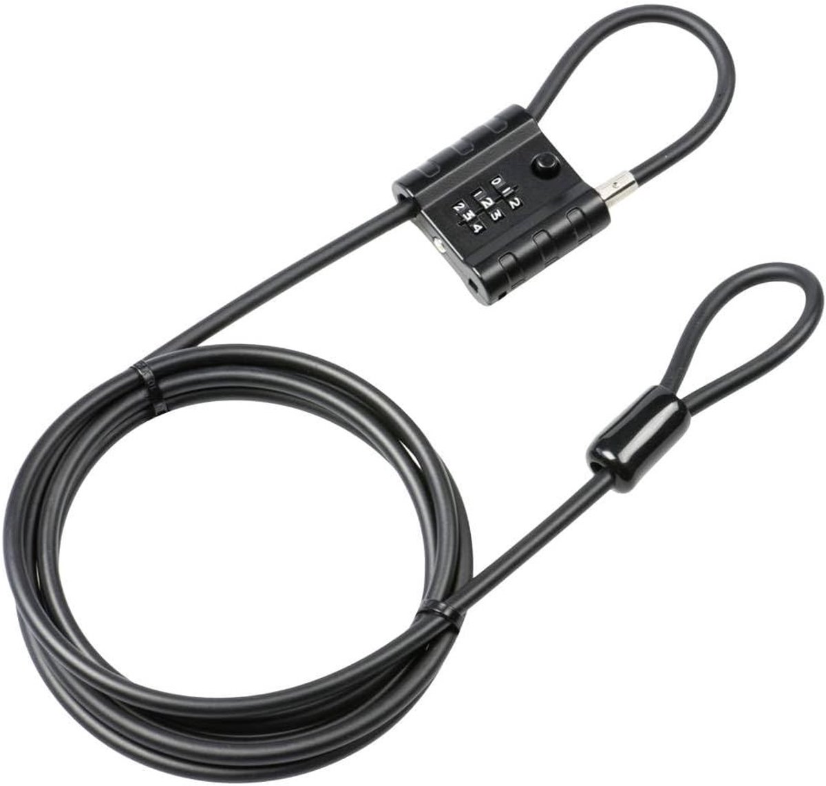 Cijfer-kabelslot 4-cijferig - Zwart - 3 m - Kabelslot met Instelbaar Cijferslot - Voor Fiets en Motorfiets
