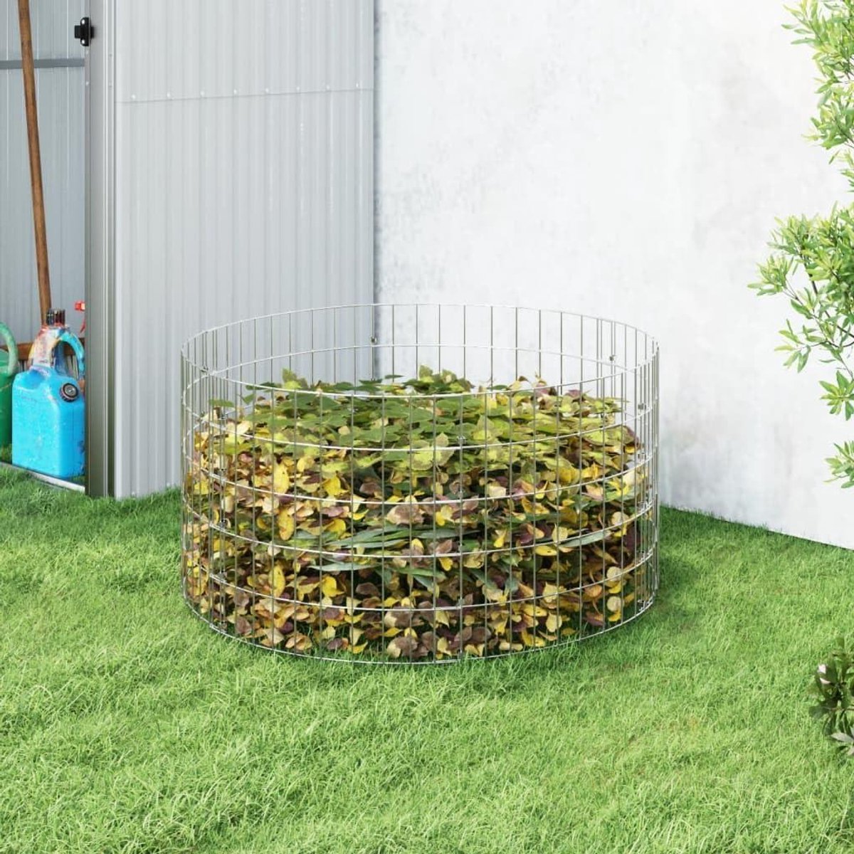 Tuincompostbak - Composteerbak tuin - Afval verwerken - Roestvrij staal - Ø100x50 cm - Zilver