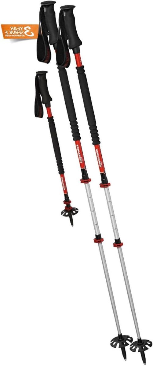Trekkingstokken - Wandelstokken Skistokken - Bergbeklimmen Wandelen - Verstelbaar Power Lock - 70-150 cm - Zilver Rood Zwart