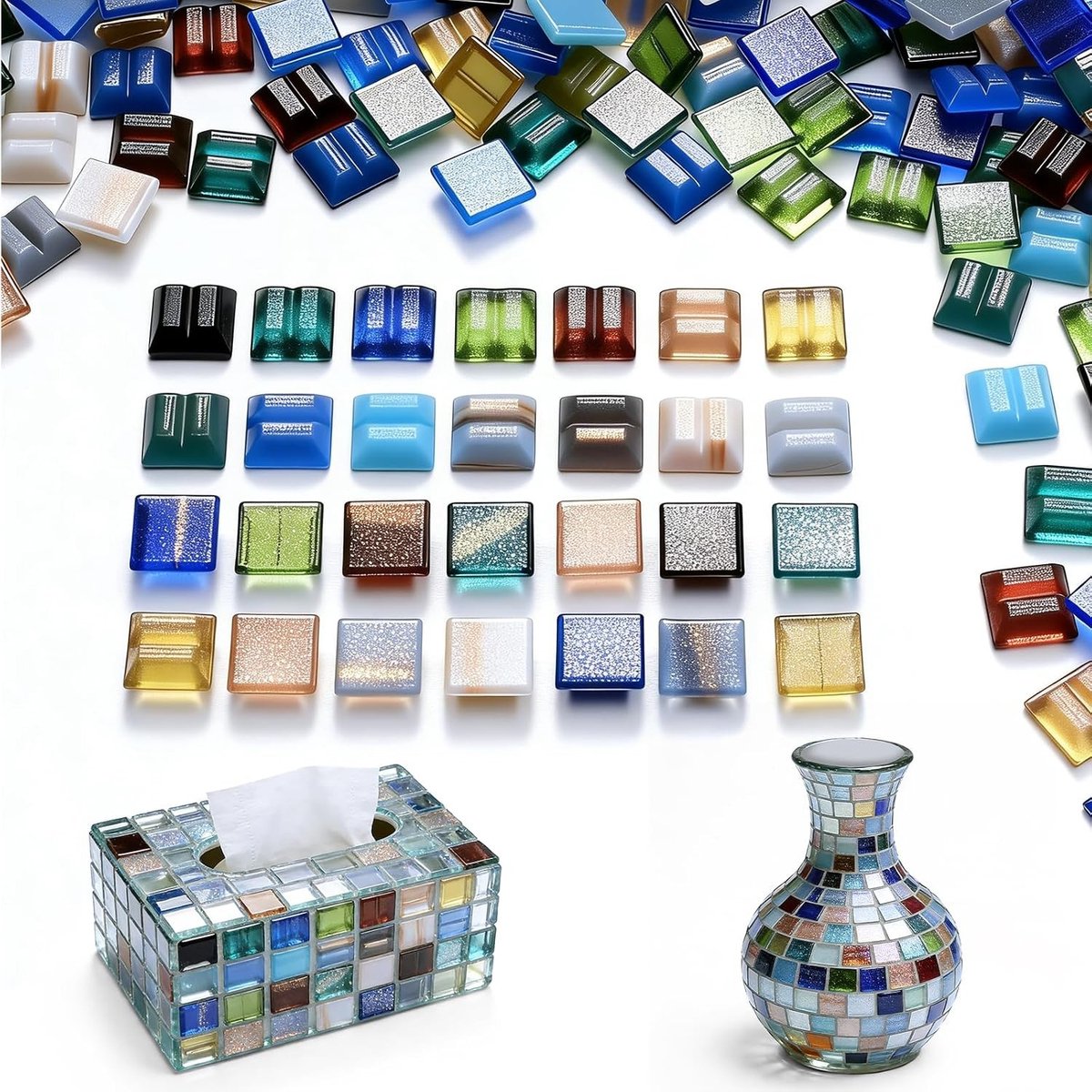 Mozaïekstenen om te Knutselen - Blauw - 10 x 10 mm - Kristalglas voor DIY Projecten en Decoratie