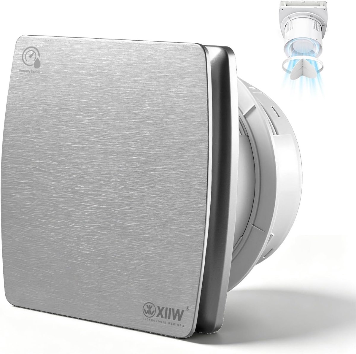 Afzuiging badkamer - Zilver - 100 mm - Afzuigventilator met Vochtsensor en Timer - Voor Badkamer en Toilet