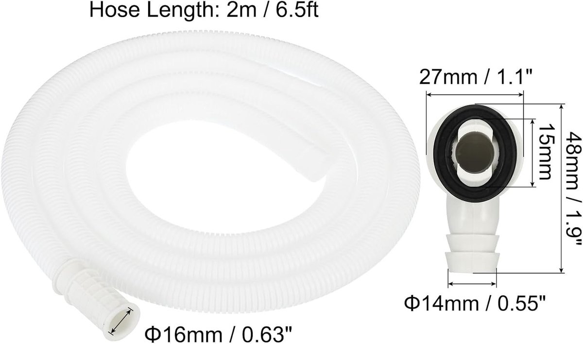 Afvoerslang airco - Wit - 2 meter - Polyethyleen Afvoerslang met Connector en Klem - Universeel voor Airconditioning