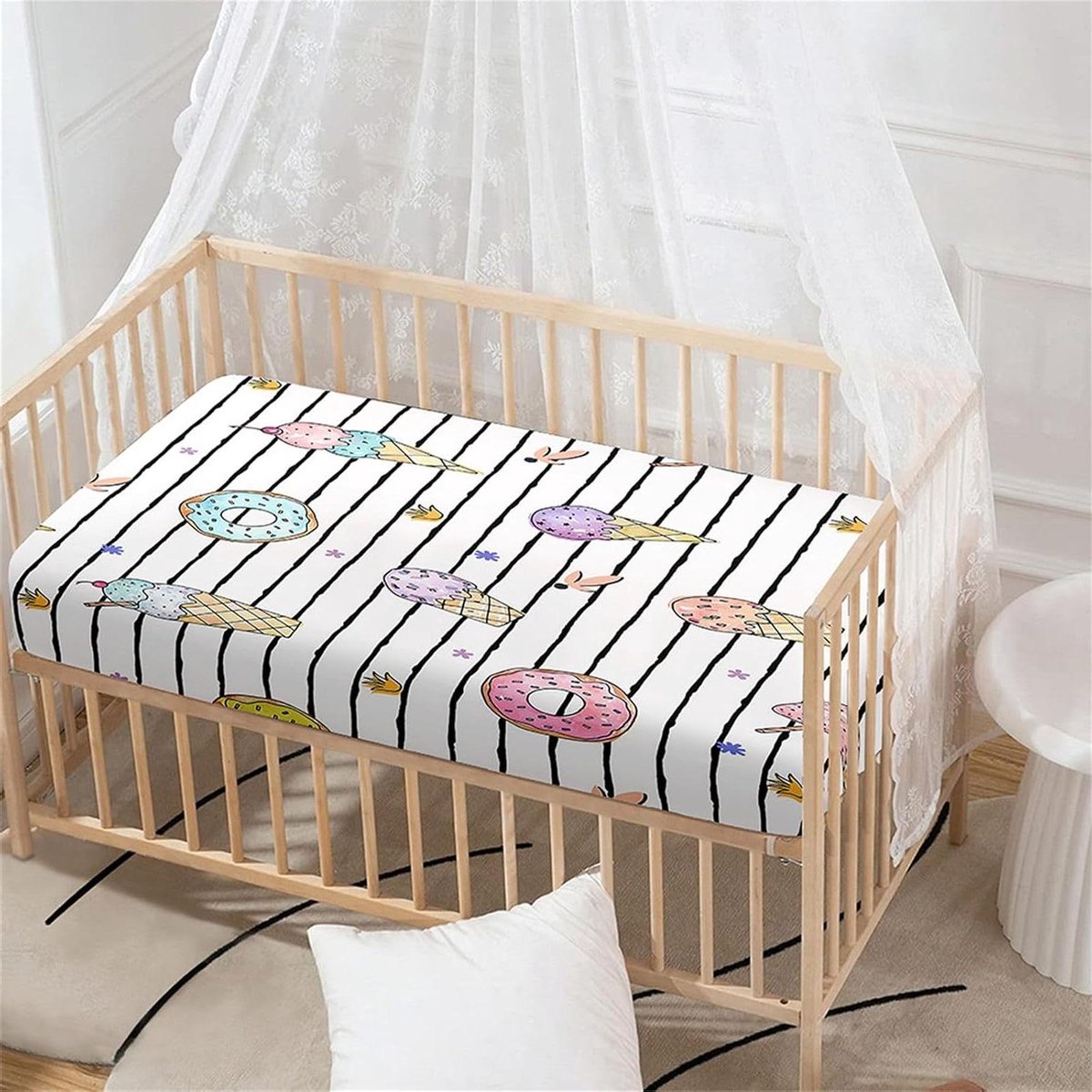 Ledikantlakens - Wieglakens Hoeslakens - Baby Slaapcomfort - Zachte Ademende Microvezel - 80 x 40 cm - Donut