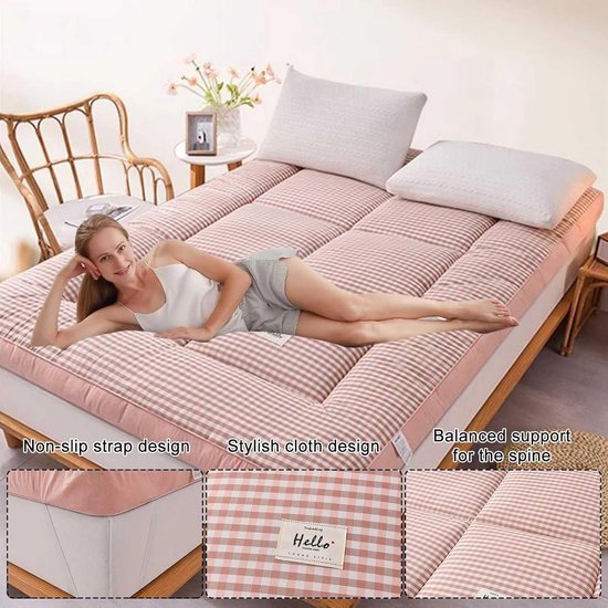 Zachte Vloermatras - Oprolbare Futon - Comfortabel Slapen - Fijn Gewatteerd - 90x200cm - Groen — afbeelding 2