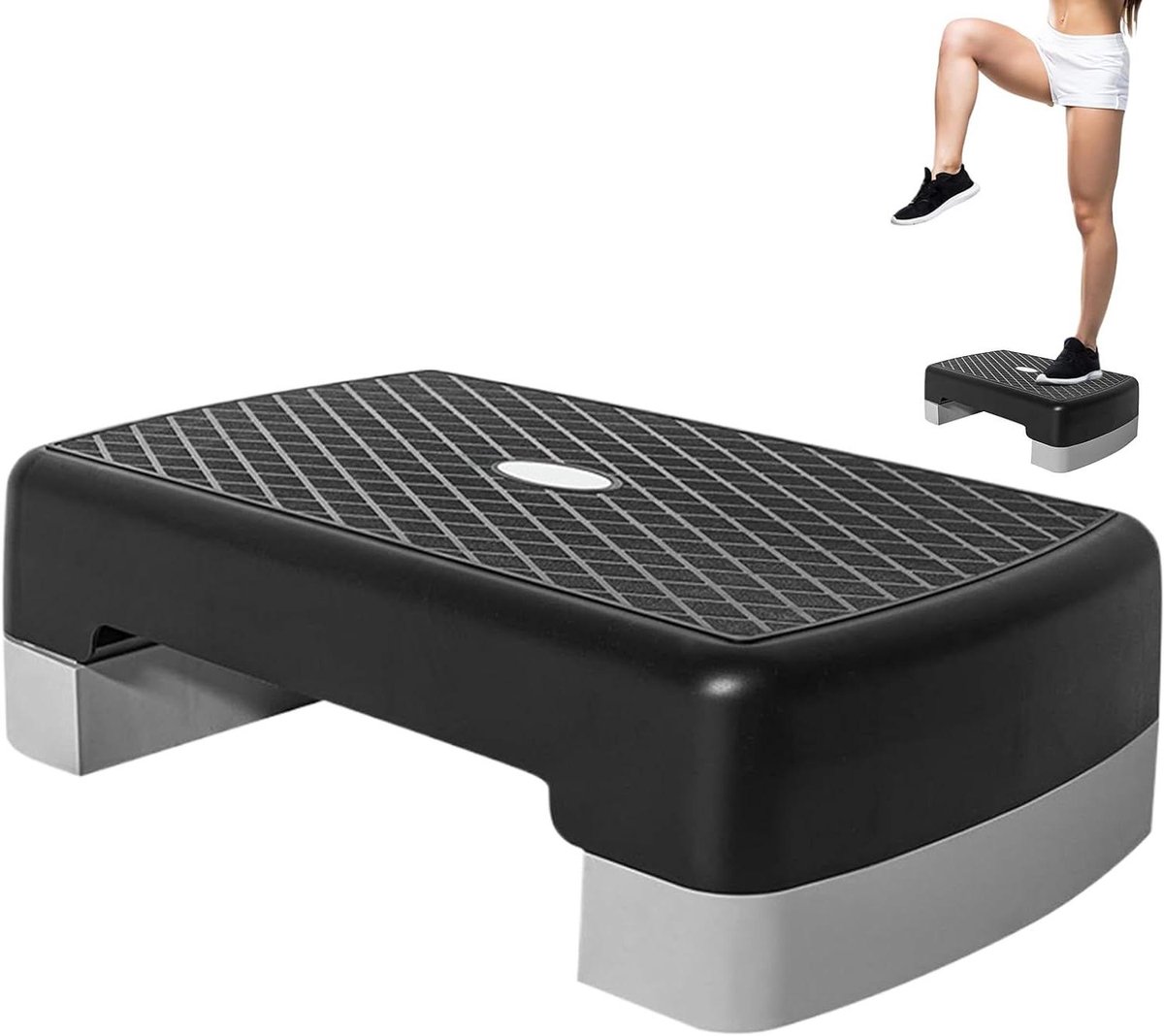 Fitnessstepper Verstelbaar - Aerobic Step Trainer - Cardio Training - Antislip Stabiliteit - 45 cm - Donkergrijs