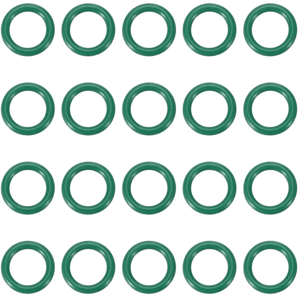 Gefluoreerde rubberen O-ring, 9 mm OD x 6 mm ID x 1,5 mm breedte, 20 stuks reserve-afdichtringen, FKM metrisch, voor hydraulische afdichtingen ventielen, groen
