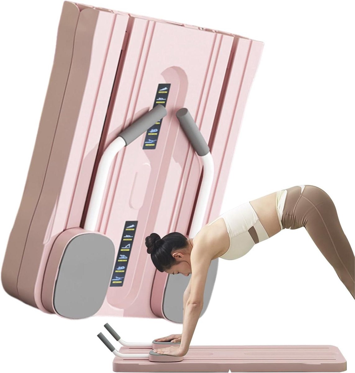 Pilates Trainingsbord - Fitness Apparaat - Core Versterken - Opvouwbaar Ontwerp - 105 cm Lengte - Roze