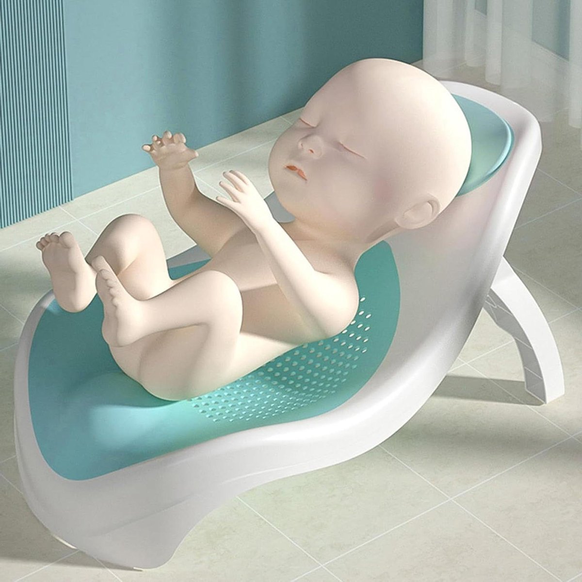 Baby Badsteun - Baby Zitje Bad - Veilig Baden - Slipontwerp - 56 x 31 x 11 cm - Blauw