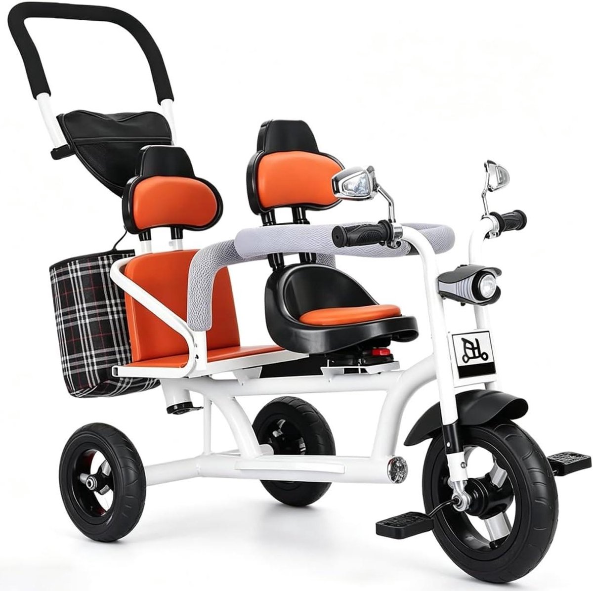 Kinderdriewieler Dubbel - Tandem Driewieler - Buiten Spelen - Dubbele Zitplaats - 80 kg draagvermogen - Roze
