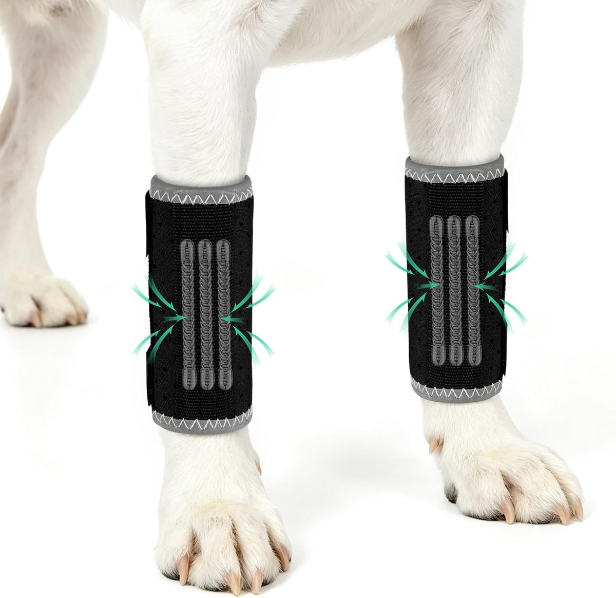 Hondenbescherming Set van 2 voor Voorpoten met 3 Metalen Beugels, Hondenbandages voor Wondverzorging en Herstel van Letsels en Verstuikingen, Maat L