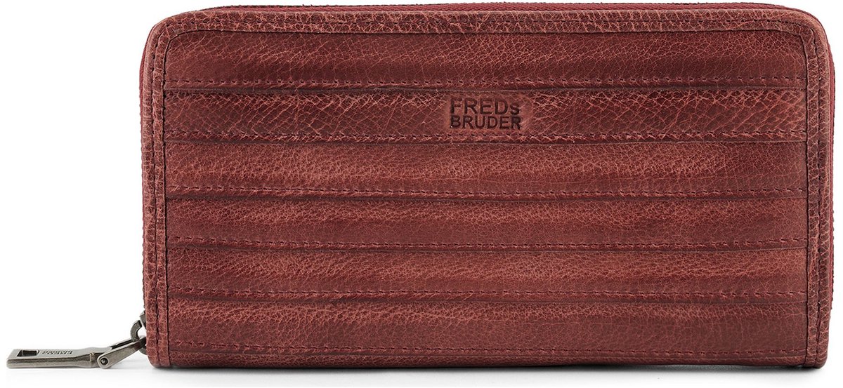 FREDsBRUDER Leren portemonnee Wallet Gürteltier Big Total Deep Sandalwood rood