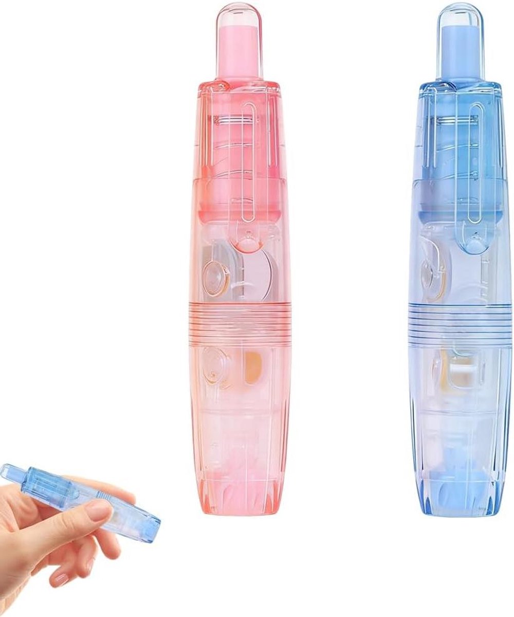 Correctielint Set - Correctie Tape - Fouten Corrigeren - Drukknop Applicatie - Grote Capaciteit - Gegradueerd Blauw Roze