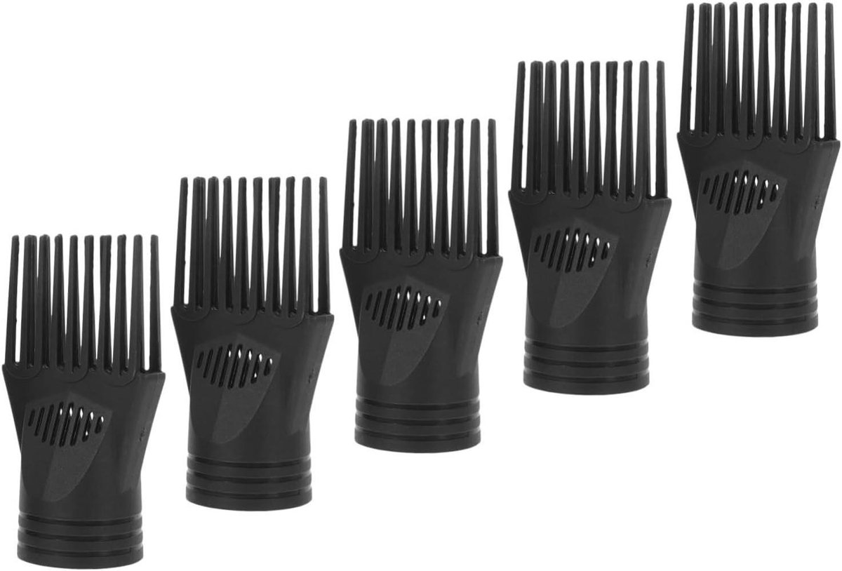 Haarföhn Mondstukken - Styling Opzetstukken - Krullend Haar Drogen - Universele Compatibiliteit - 5 Stuks - Zwart