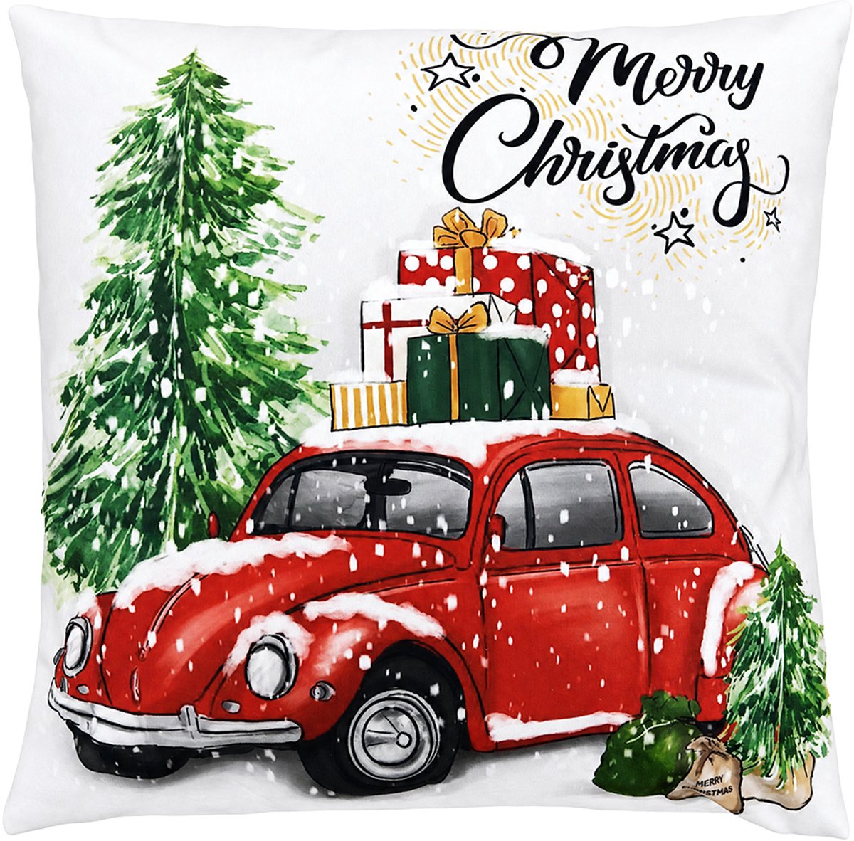 Clayre & Eef Sierkussen 45x45 cm Beige Polyester Kerst