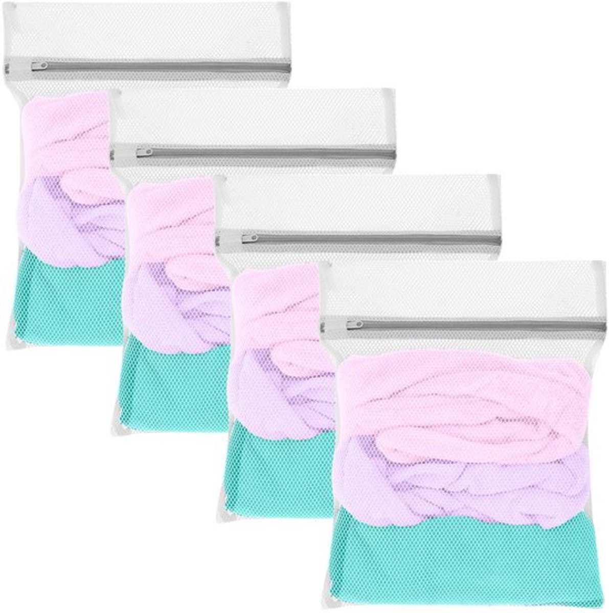 Set van 4 Kleine Mesh Waszakken met Rits voor Delicate Kleding