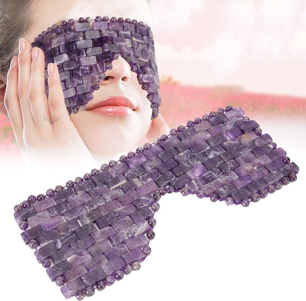 Jade Oogmasker voor Vermoeide Ogen, Anti-Aging Koelmasker met Jade Steen, Vermindert Wallen en Rimpels, Ideaal voor Reizen en Ontspanning