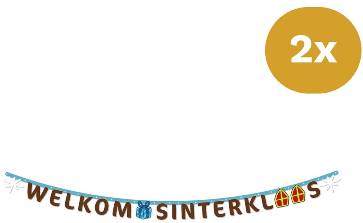 2x Letterbanner Sinterklaas 2 meter - Sinterklaas Decoratie Versiering Piet December Ballon Vlaggenlijn