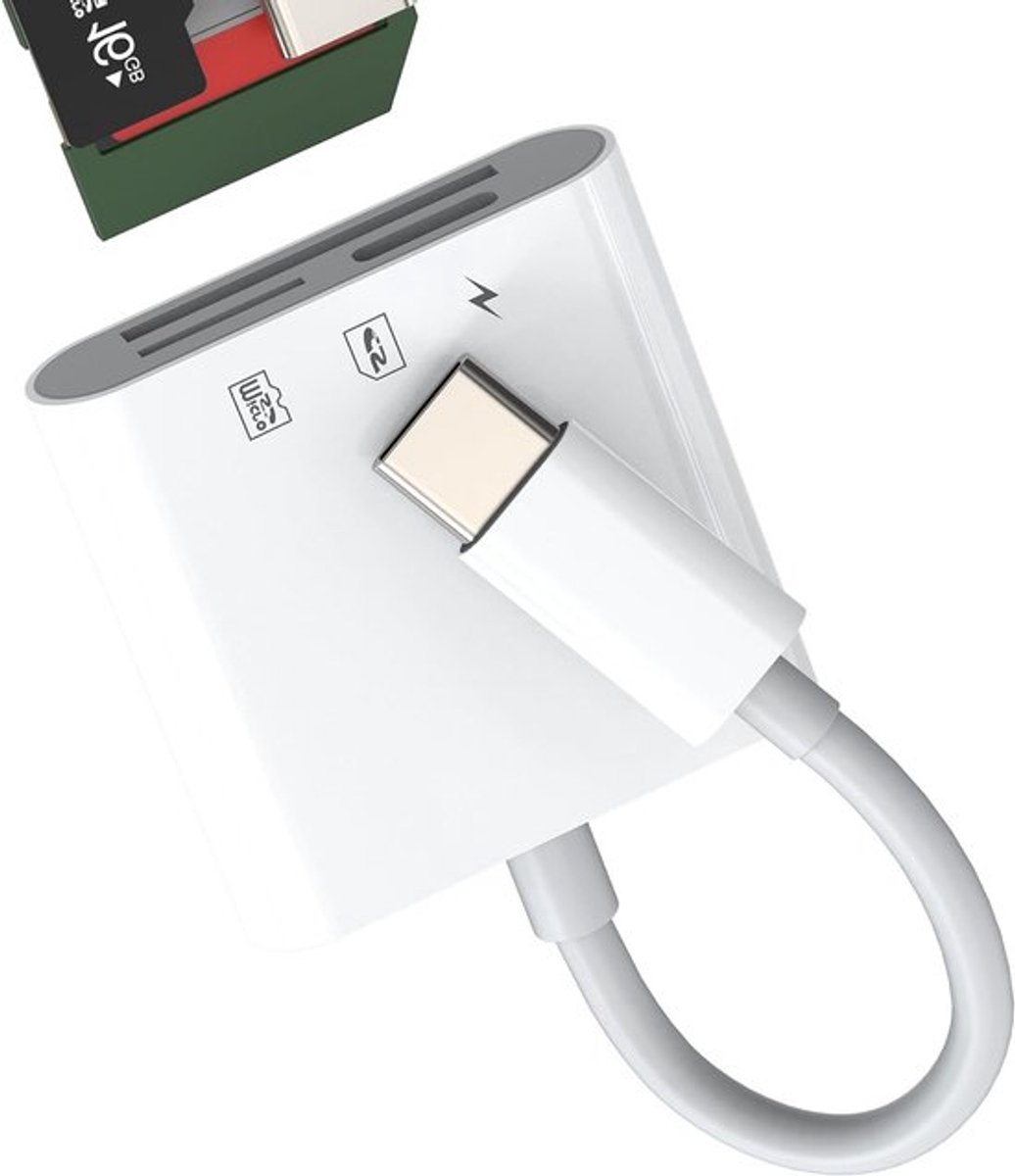 3-in-1 Type C naar USB-C Adapter met SD/Micro SD Kaartlezer voor iPhone 15 Pro Max, iPad en MacBook - Compacte Thunderbolt 4 Converter voor Geheugenkaarten