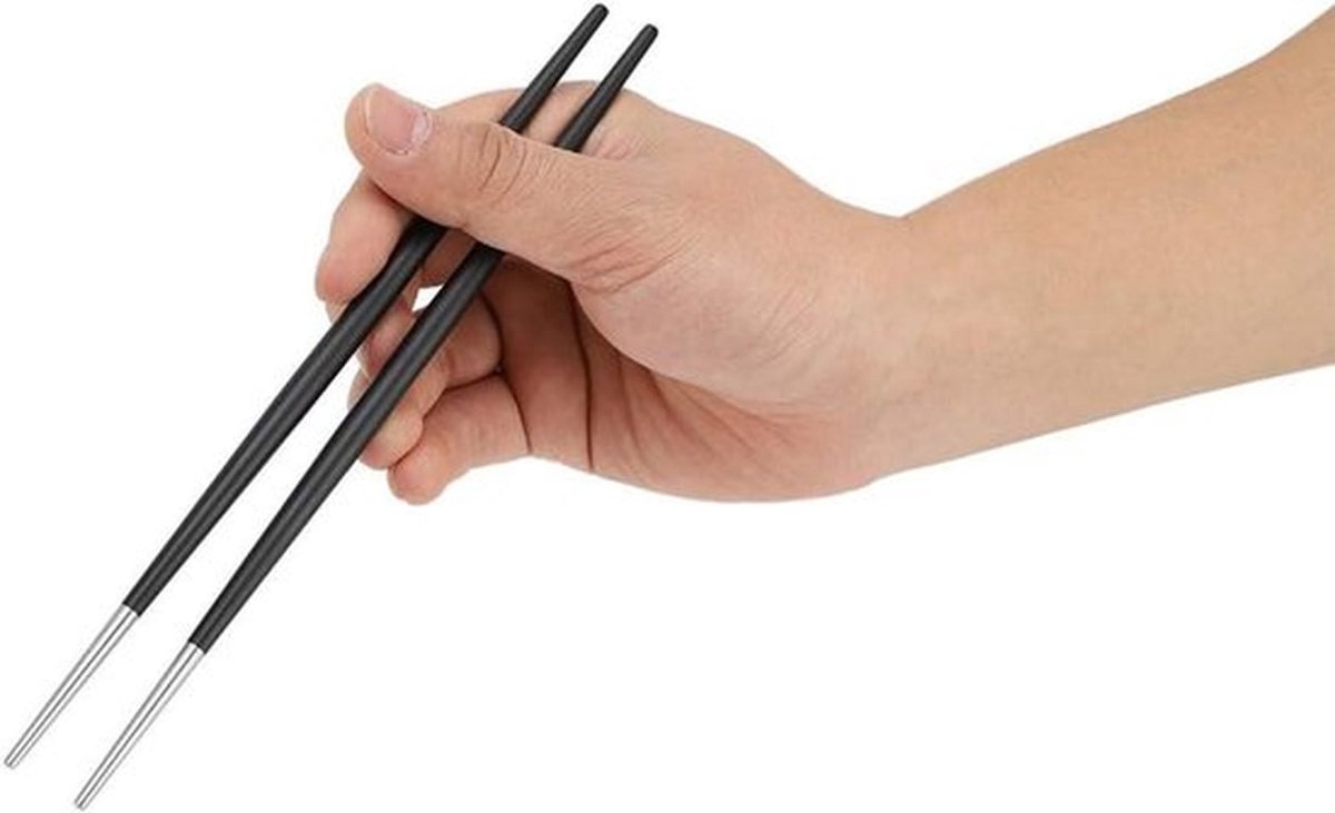 Set van zwarte roestvrijstalen Japanse eetstokjes voor sushi, duurzaam en stijlvol tafelgerei voor thuis en in de keuken