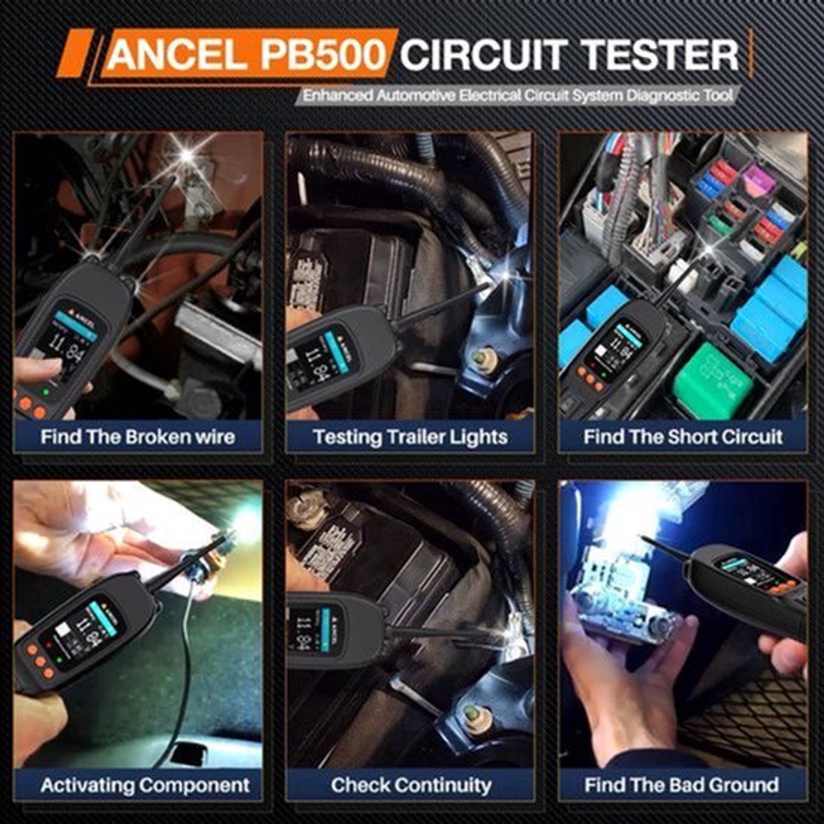 Batterijtester - Diagnosecomputer - Auto Uitlezen - Storing Verwijderen - Accutester 12V/24V - Diagnose apparatuur voor auto's - Power Probe Circuit Tester Kit - Elektrisch geïntegreerd auto-accusysteem diagnosetool - Zwart
