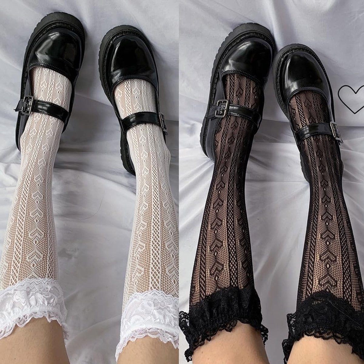 Lace Ruffle Kniekousen voor Vrouwen - Schattige Hoge Sokken met Franje, Perfect voor Lolita Stijl en Mode, Ideaal voor Feestjes en Casual Dagen
