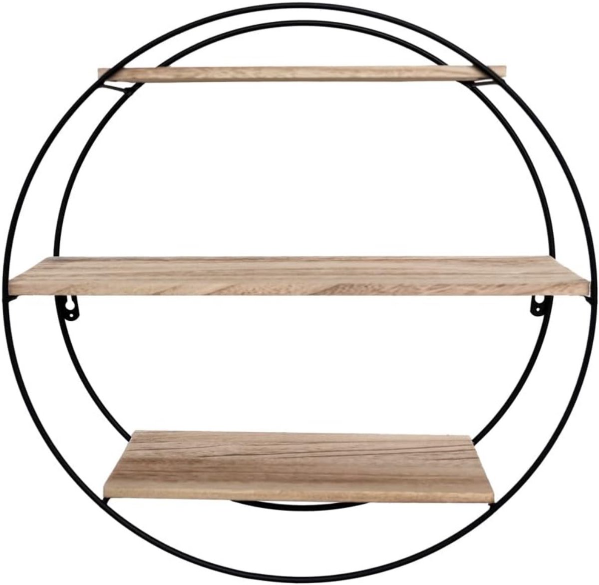Lìon® Wandrek Rond - Wandplank - Wandrek Rond Industrieel - Zwart/Bruin - 19cm x 50cm x 50cm