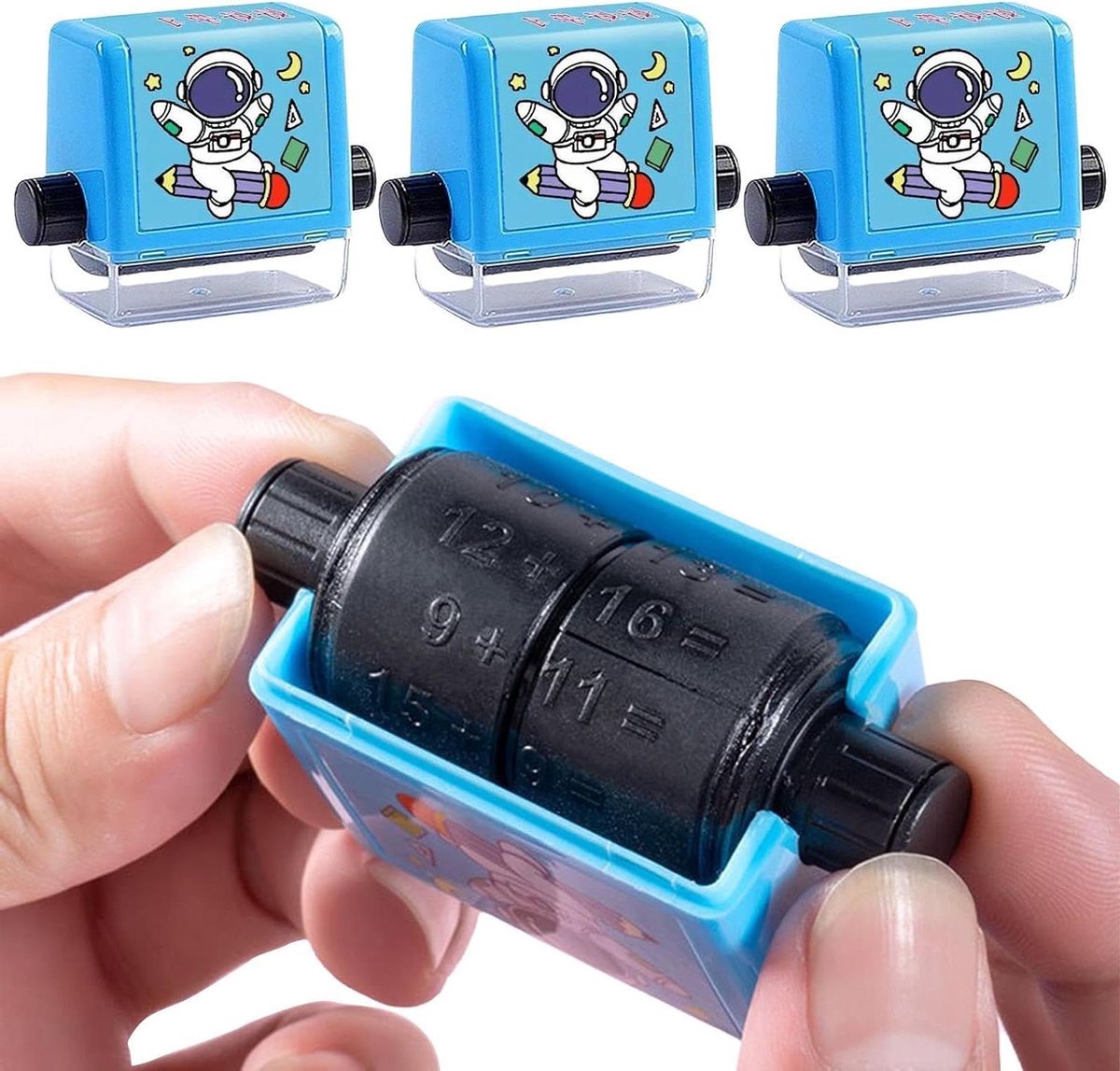 Wiskunde Roller Stempel - Reken Stempel Educatieve Tool - Oefenen Rekenvaardigheden - 4-in-1 Wiskunde Variaties - 8.5x5.5x3.5 cm - Mix Kleuren