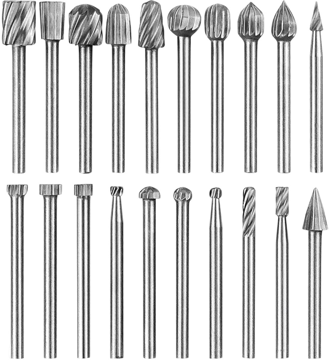 Complete Houtfrezen Set van 20 Stuks voor Houtbewerking, Graveren en Frezen, 1/8 Inch (3mm) Schacht, Krachtige Freespunten voor DIY Projecten en Houtbewerking