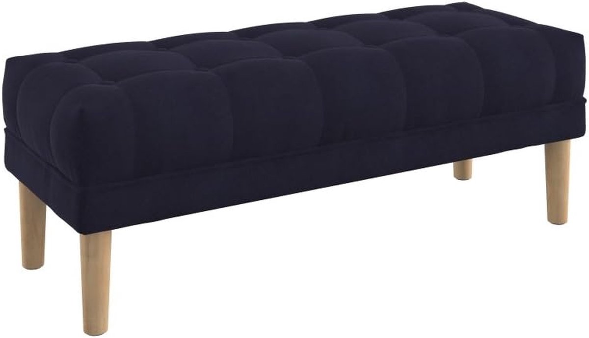 Gestoffeerde Zitbank - Voetenbankje Bankje - Zitcomfort Creëren - Knooptufting Design - 120 cm breed - Donkerblauw