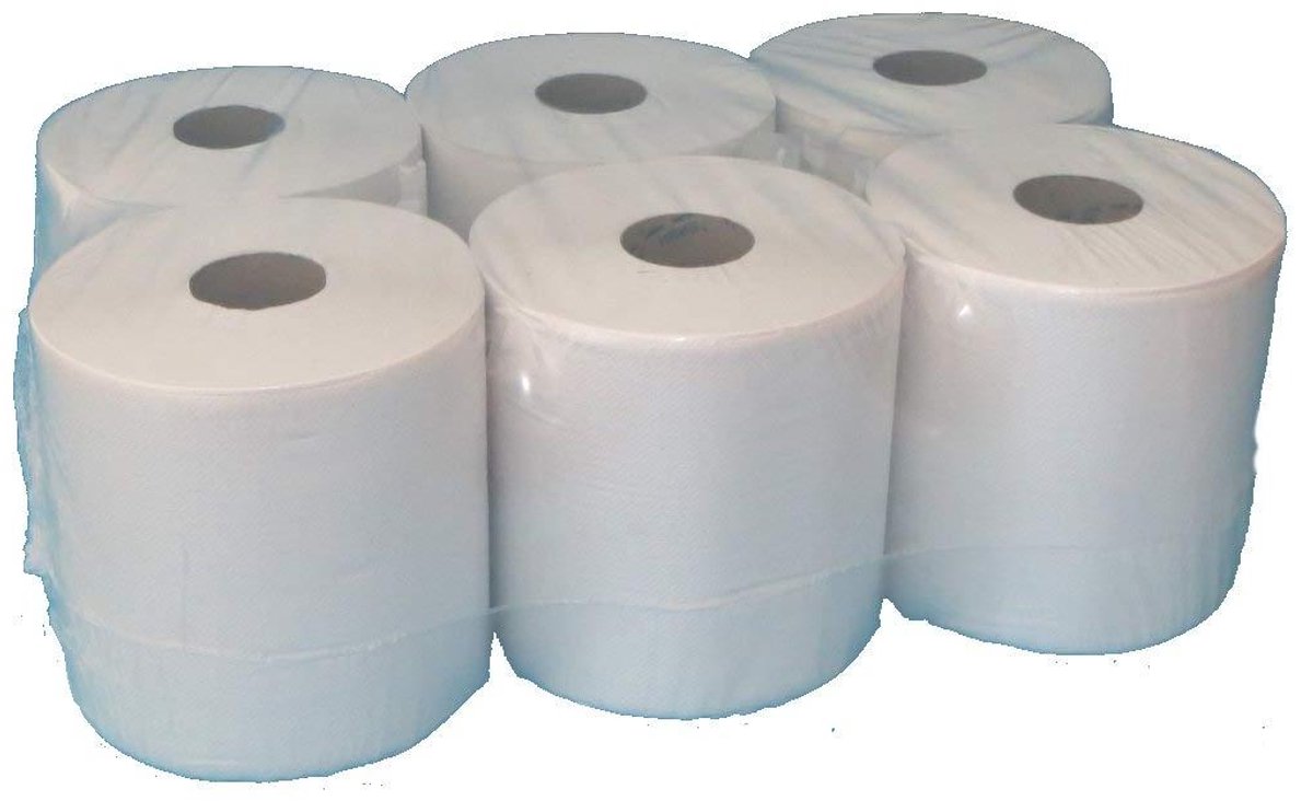 Papieren Handdoekrollen - Keukenpapier Rollen - Hygiënisch Werken - Afrollen Buitenkant - 20 cm breed - Wit