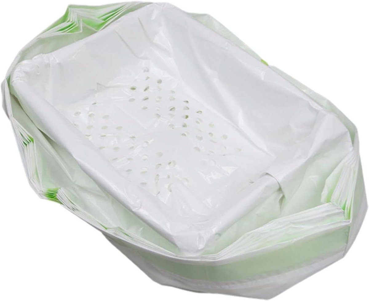 Kattenbakzakken - Liner Zeefzak - Kattenbak Onderhoud - Met Trekkoord en Gat - 79 x 45.7 cm - Wit