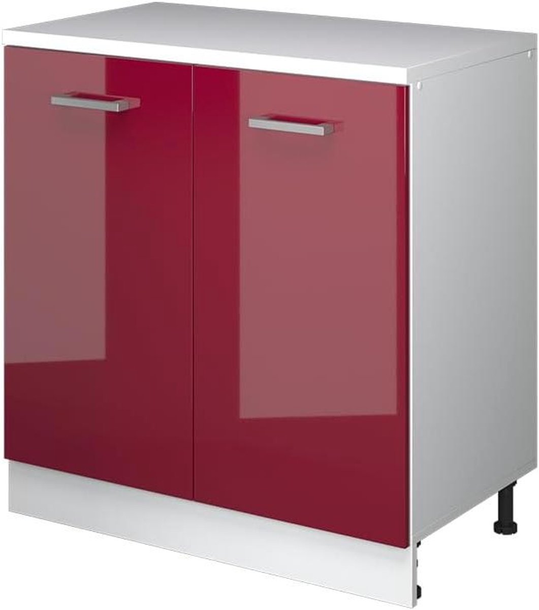 Keukenkast Schuine Wand - Opbergkast Keuken - Ruimte Optimaliseren - Met 2 Deuren - 80 cm breed - Rood Hoogglans