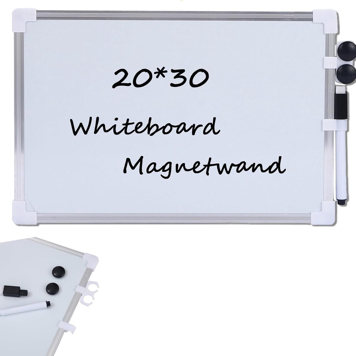 Magnetisch schrijfbord - Wit - 20 x 20 x 30 cm - Dubbelzijdig whiteboard met magneten - Voor notities en tekeningen