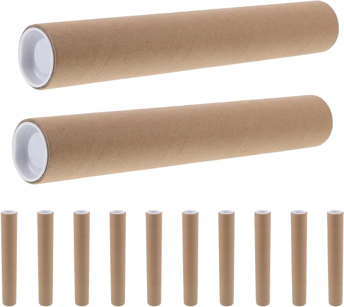 Papieren Postkokers - Verzendkokers Cilinders - Poster Verzenden - Met Veiligheidsdop - 30 cm - Lichtbruin