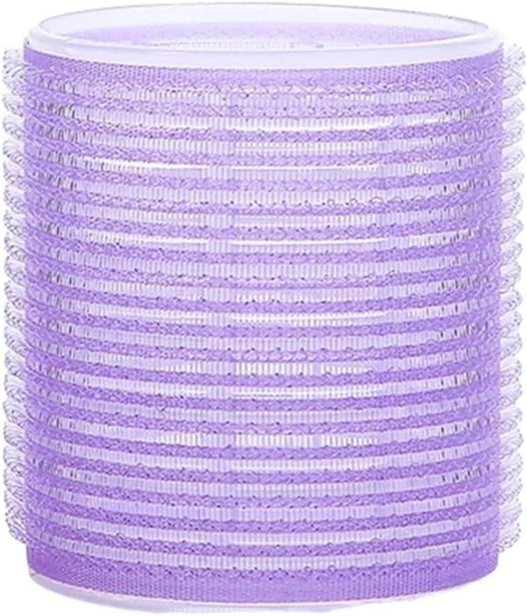 Haarrollers Set - Krulspelden Zonder Hitte - Haar Stijlen - Zelfklevend Nylon - 15mm Diameter - Paars