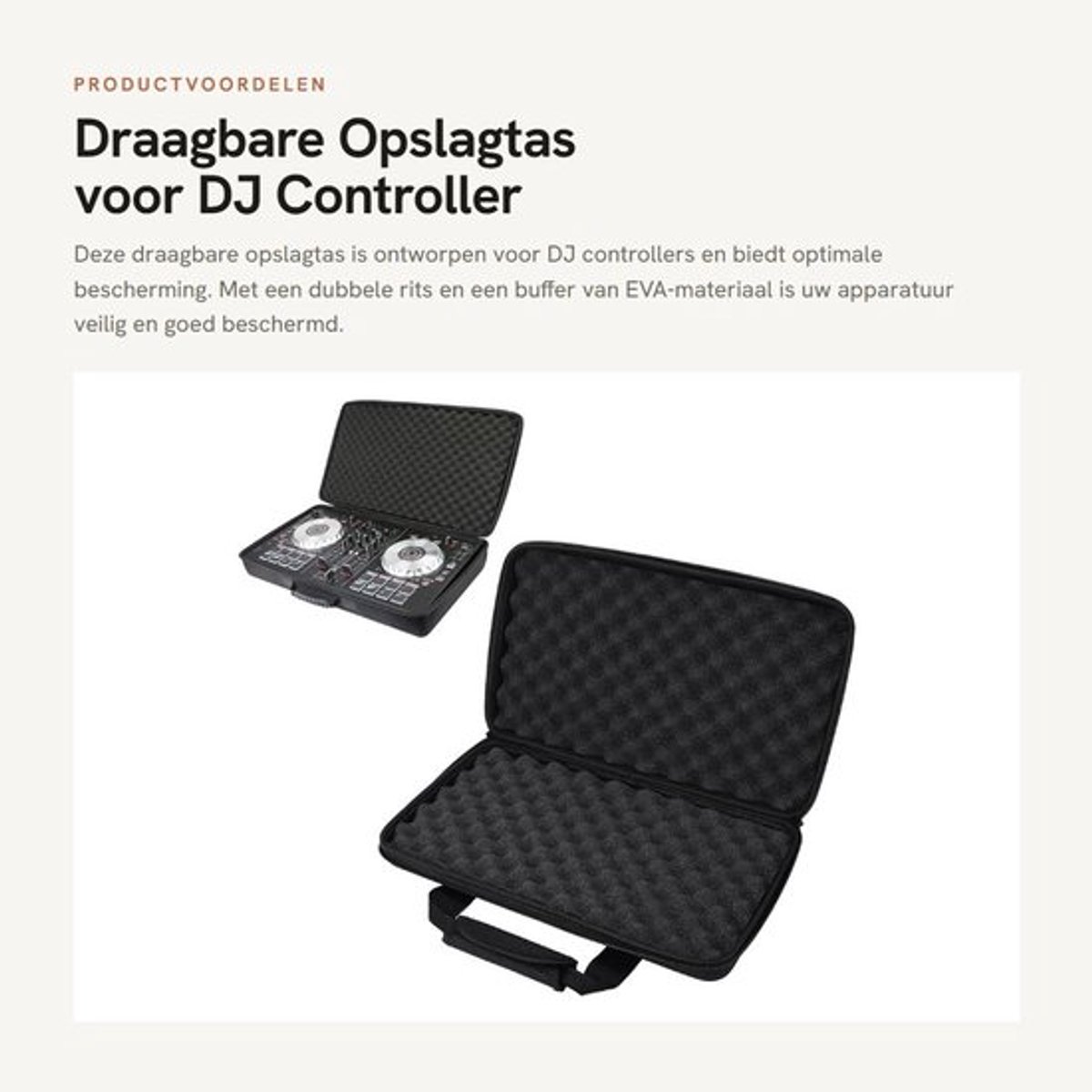 Opslagtas Draagbaar - Dual Zipper - DJ Controller - Buffer Sponge - EVA Case - 40 x 25 x 8 cm - Dj Tas