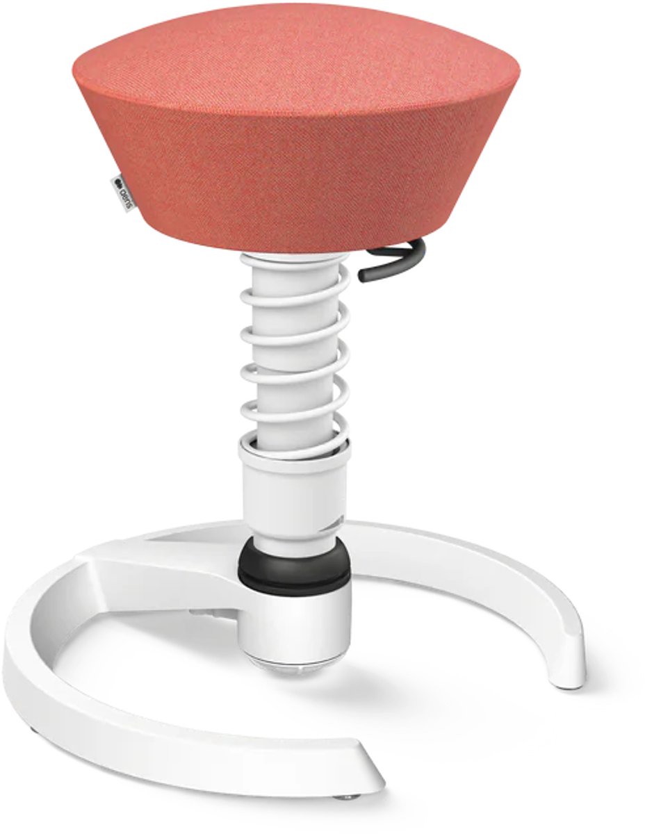 Aeris Swopper - ergonomische bureaukruk - wit onderstel - rozerood bekleding - gliders - wol - standaard