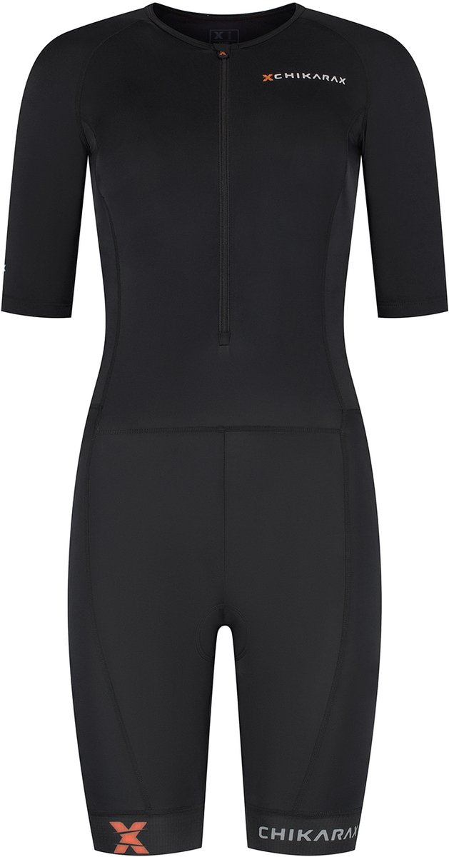 CHIKARAX trisuit - triathlon pak - trisuit korte mouw dames - Katana 1.0 - Zwart - WS